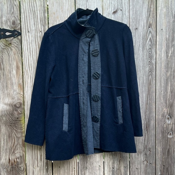 Habitat Sweaters - HABITAT Cotton Two Tone Jersey Jacket Cardigan Navy Women’s Small